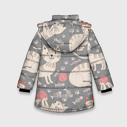 Зимняя куртка для девочки Милые кошечки / 3D-Черный – фото 2