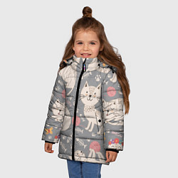 Куртка зимняя для девочки Милые кошечки, цвет: 3D-светло-серый — фото 2