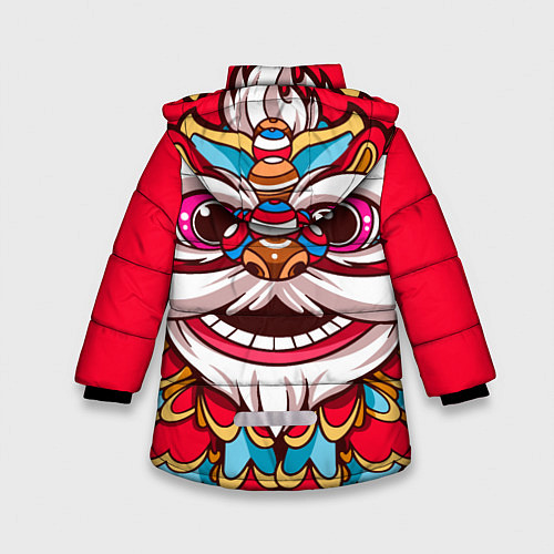Зимняя куртка для девочки Морда Азиатского Льва / 3D-Черный – фото 2
