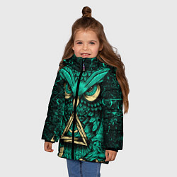Куртка зимняя для девочки Тотемная сова, цвет: 3D-черный — фото 2