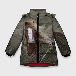 Куртка зимняя для девочки Конь, цвет: 3D-красный