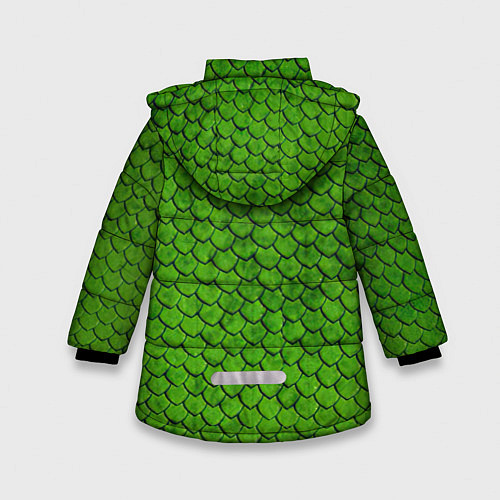 Зимняя куртка для девочки Зелёная чешуя / 3D-Черный – фото 2