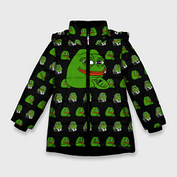 Куртка зимняя для девочки Frog Pepe, цвет: 3D-черный