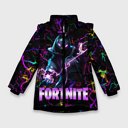 Куртка зимняя для девочки Fortnite Молнии, цвет: 3D-черный
