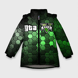 Куртка зимняя для девочки GTA 5 ГТА 5, цвет: 3D-светло-серый