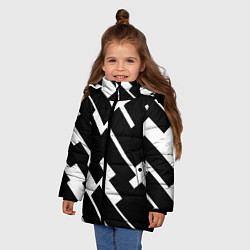 Куртка зимняя для девочки ГЕОМЕТРИЯ,АБСТРАКЦИЯ,ПОЛОСЫ, цвет: 3D-черный — фото 2