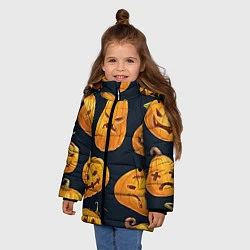 Куртка зимняя для девочки Праздничные тыквы, цвет: 3D-черный — фото 2