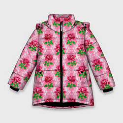 Зимняя куртка для девочки Декор из нежных роз