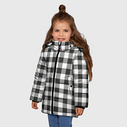 Куртка зимняя для девочки Черно-белая клетка, цвет: 3D-черный — фото 2