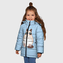 Куртка зимняя для девочки Тоторный кот, цвет: 3D-черный — фото 2
