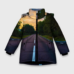 Куртка зимняя для девочки Дорога, цвет: 3D-черный