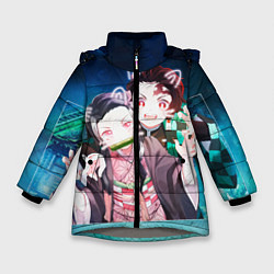 Куртка зимняя для девочки Убийца демонов, цвет: 3D-светло-серый