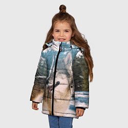 Куртка зимняя для девочки Волк и снег, цвет: 3D-светло-серый — фото 2