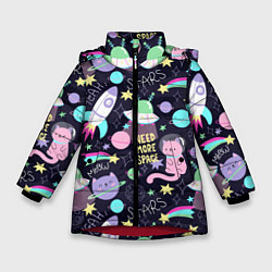 Зимняя куртка для девочки Коты-космонавты