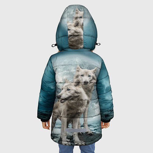 Зимняя куртка для девочки Волки альбиносы / 3D-Красный – фото 4