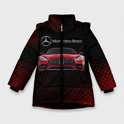 Куртка зимняя для девочки Mercedes Benz AMG, цвет: 3D-черный