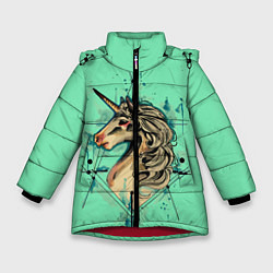 Зимняя куртка для девочки Единорог акварель