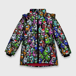 Куртка зимняя для девочки Among Us С Новым Годом!, цвет: 3D-красный
