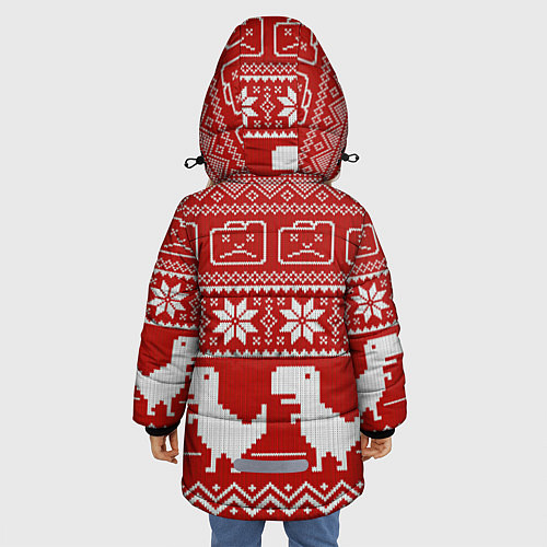 Зимняя куртка для девочки Вязаный рисунок / 3D-Красный – фото 4
