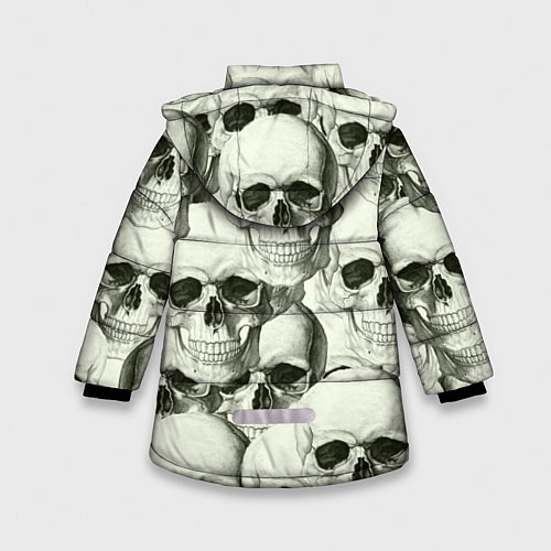Зимняя куртка для девочки Черепа 4 вариант / 3D-Черный – фото 2