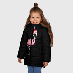 Куртка зимняя для девочки Новогодний Фламинго, цвет: 3D-красный — фото 2