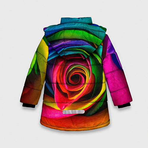 Зимняя куртка для девочки Роза, лепестки, разноцветный, / 3D-Черный – фото 2