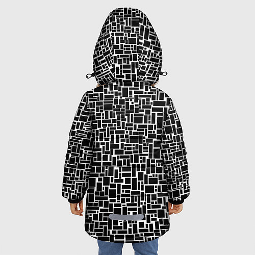 Зимняя куртка для девочки Геометрия ЧБ Black & white / 3D-Красный – фото 4