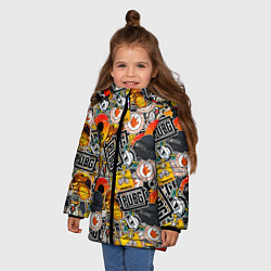 Куртка зимняя для девочки PUBG STICKER, цвет: 3D-светло-серый — фото 2