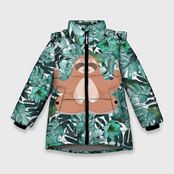 Куртка зимняя для девочки Ленивец Йог, цвет: 3D-светло-серый