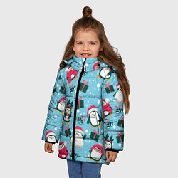 Куртка зимняя для девочки Новогодние Пингвины, цвет: 3D-черный — фото 2