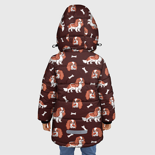 Зимняя куртка для девочки Спаниели / 3D-Красный – фото 4