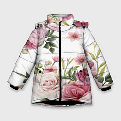 Зимняя куртка для девочки Розовые розы