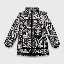 Куртка зимняя для девочки Геометрия, цвет: 3D-черный