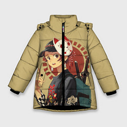 Куртка зимняя для девочки Tanjiro Kamado, цвет: 3D-черный