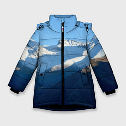 Куртка зимняя для девочки Снежные горы, цвет: 3D-черный