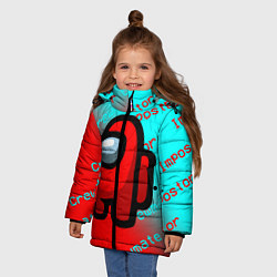 Куртка зимняя для девочки AMONG US - ImpostorCrewmate, цвет: 3D-светло-серый — фото 2
