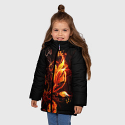 Куртка зимняя для девочки Огненный цветок, цвет: 3D-черный — фото 2