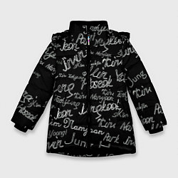 Куртка зимняя для девочки BTS имена, цвет: 3D-черный