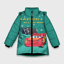 Куртка зимняя для девочки Racing all the way, цвет: 3D-черный