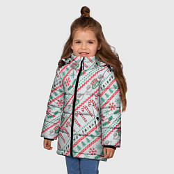 Куртка зимняя для девочки Friends Новогодний с конфетами, цвет: 3D-светло-серый — фото 2
