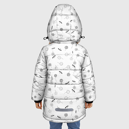 Зимняя куртка для девочки Астронавт и одуванчики / 3D-Светло-серый – фото 4