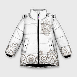 Куртка зимняя для девочки Механическое сердце, цвет: 3D-черный
