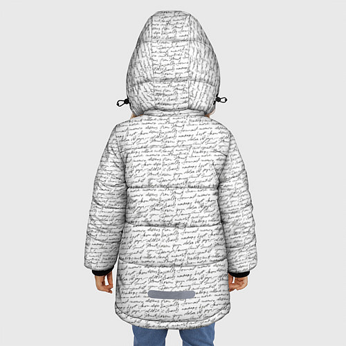 Зимняя куртка для девочки Рукопись / 3D-Светло-серый – фото 4