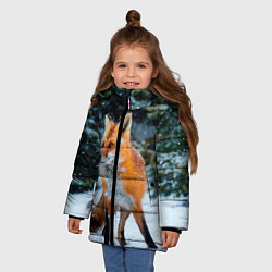 Куртка зимняя для девочки Лиса в зимнем лесу, цвет: 3D-красный — фото 2