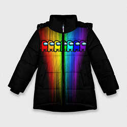 Куртка зимняя для девочки AMONG US - РАДУГА, цвет: 3D-черный