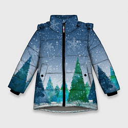 Куртка зимняя для девочки Снежинки в лесу, цвет: 3D-светло-серый