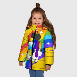 Куртка зимняя для девочки AMONG US - Радужный, цвет: 3D-черный — фото 2