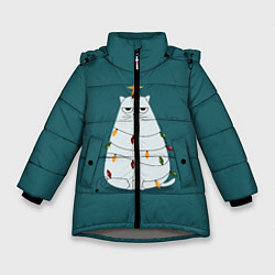 Куртка зимняя для девочки Кото-ёлка, цвет: 3D-светло-серый