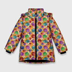 Куртка зимняя для девочки Новый Год, цвет: 3D-черный