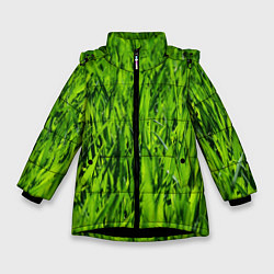 Куртка зимняя для девочки Трава, цвет: 3D-черный